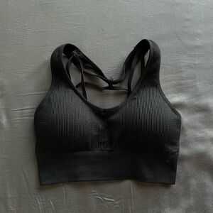 NVTGN Black Ribbed Strappy Sports Bra